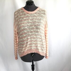 Love Always Pink & Cream Stripe/Lace Sweater